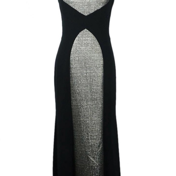 Carmen Marc Valvo Gown size 6. Black/Gold with open back. - Picture 2 of 11